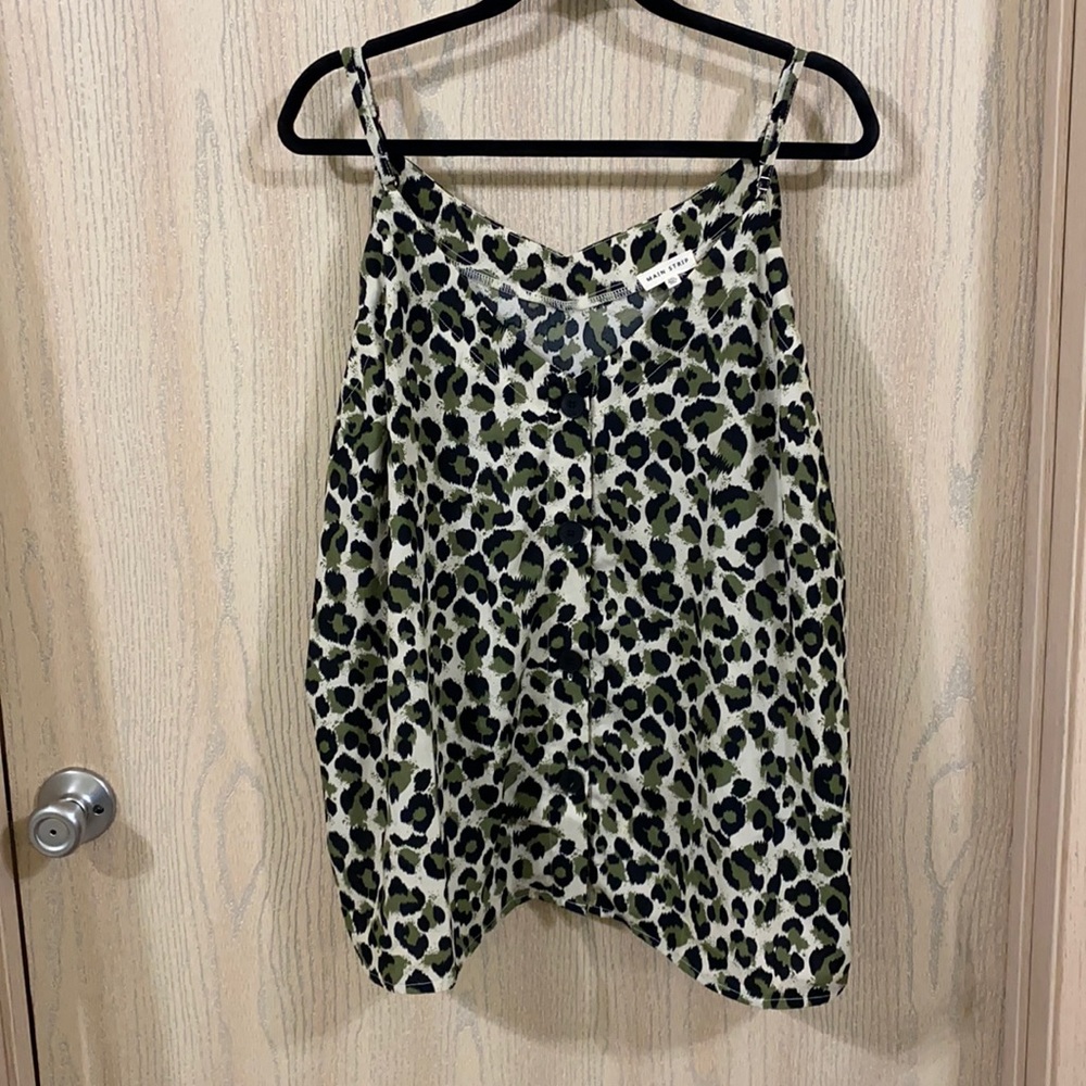 Chic Soul - Olive Leopard Button Up Top